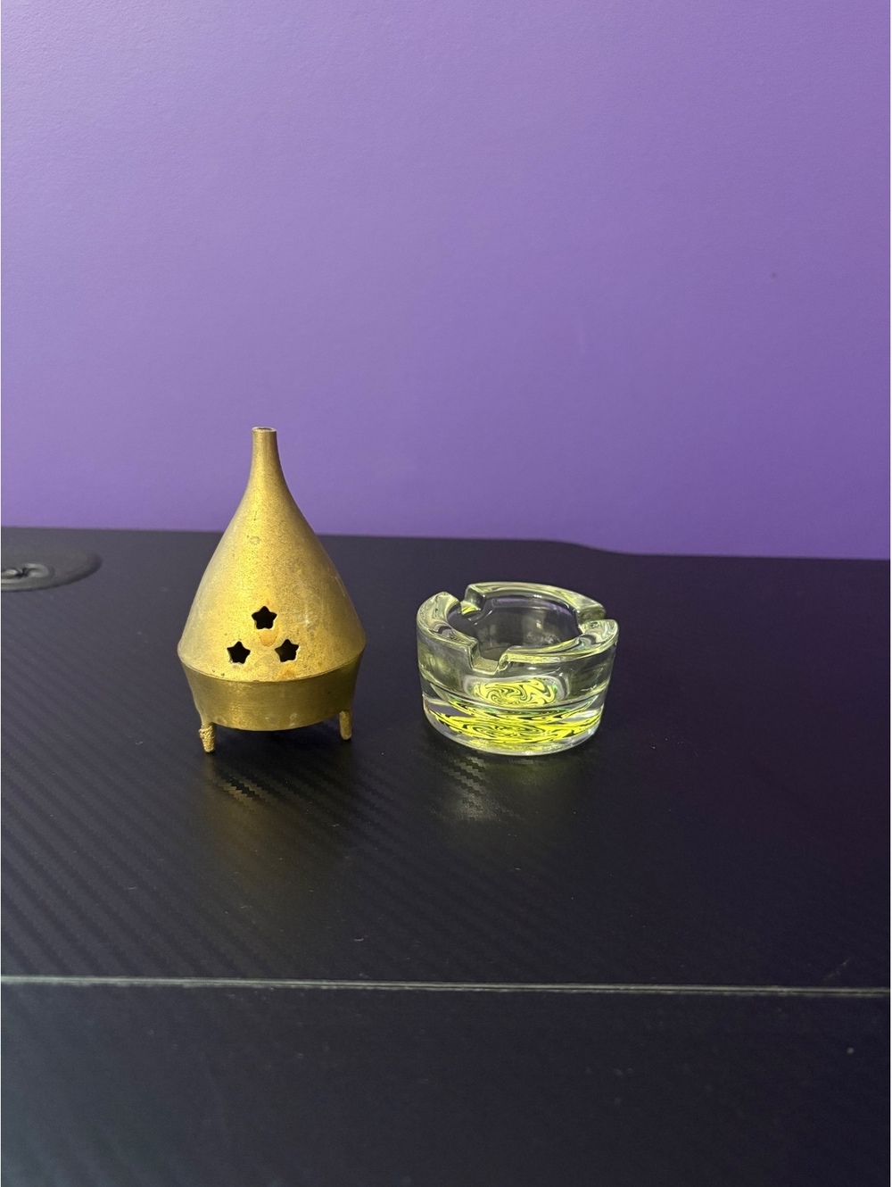Miniature Brass Incense Disc Burner and a Minature Retro Ashtray